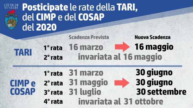 Tari, Cimp e Cosap: la Giunta di Venezia rinvia le scadenze di marzo - Televenezia