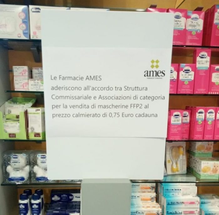 Mascherine FFP2 al prezzo calmierato disponibili delle farmacie comunali